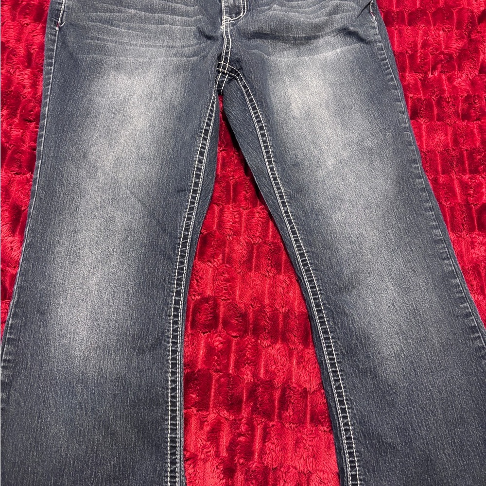 Love Indigo Classic Women's Dark Wash Jeans Angel Wing Pockets Bkue Size 12